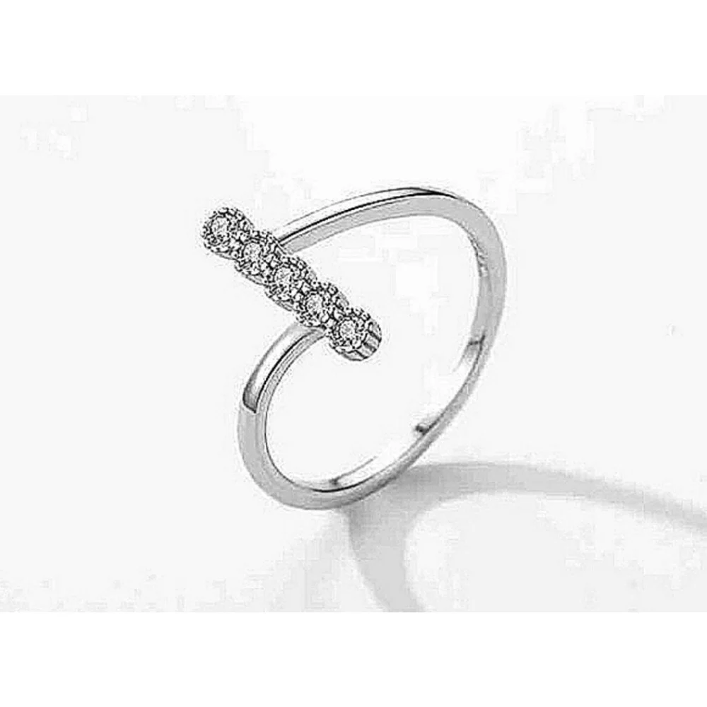 NEW Women's Bezel Set Simulated Diamond Platinum-Plated S925 Band‎ Ring, Size 7